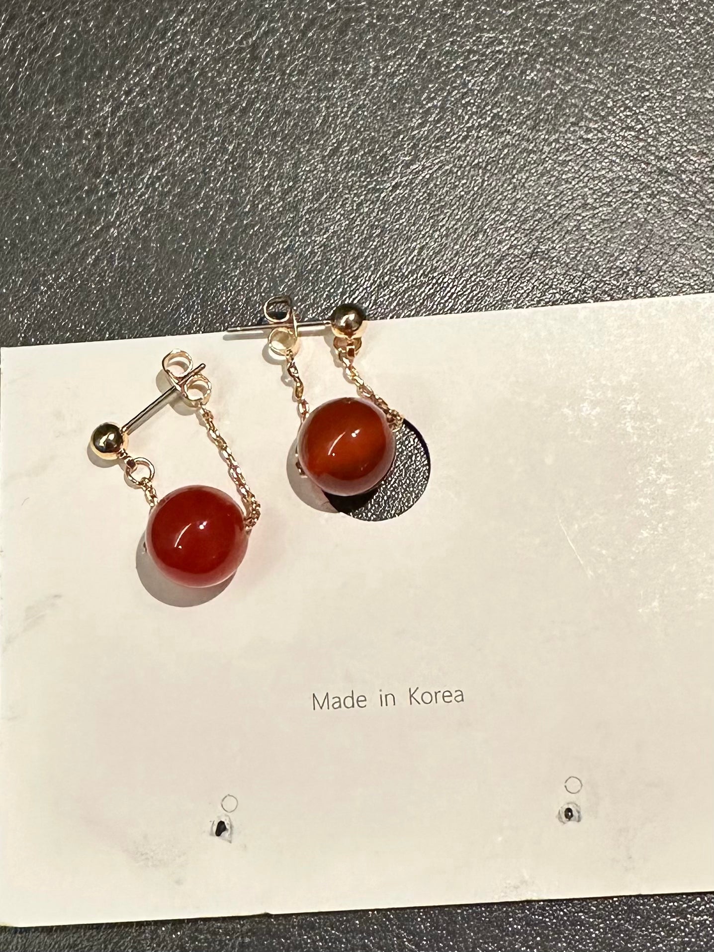 紅色珠珠雙鏈耳環