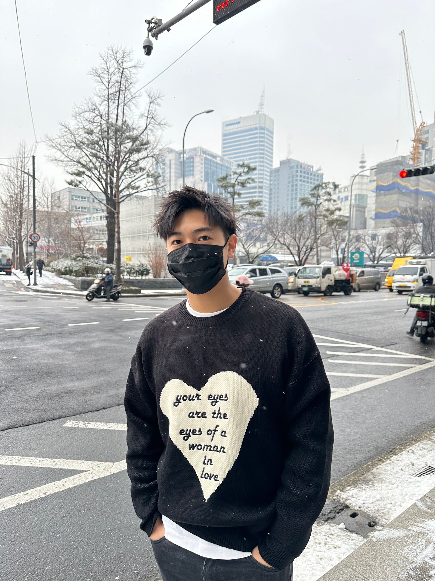 黑色Women in love 心心毛衣