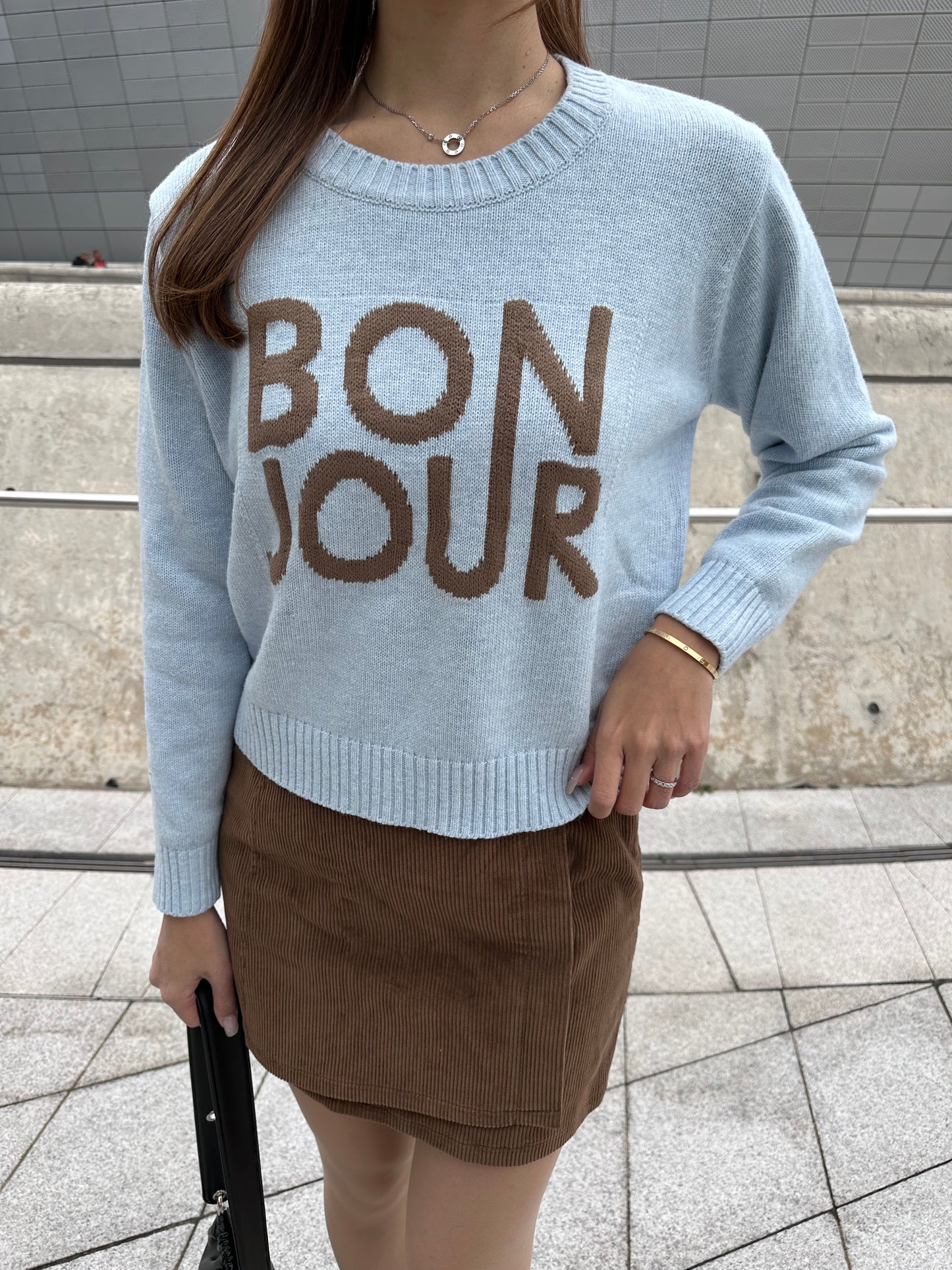 圓領Bonjour冷衫上衣