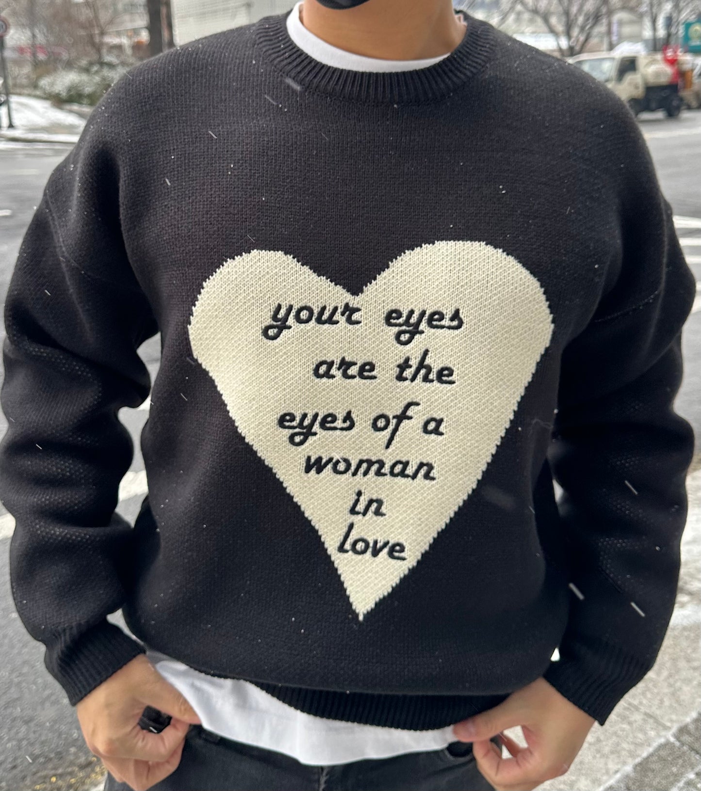 黑色Women in love 心心毛衣